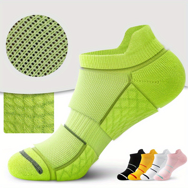 5 Pairs of Thin Mesh Men's Professional Sports Socks, Breathable Sweat-absorbing Anti-odor with Ear Lifting Heel Guard
