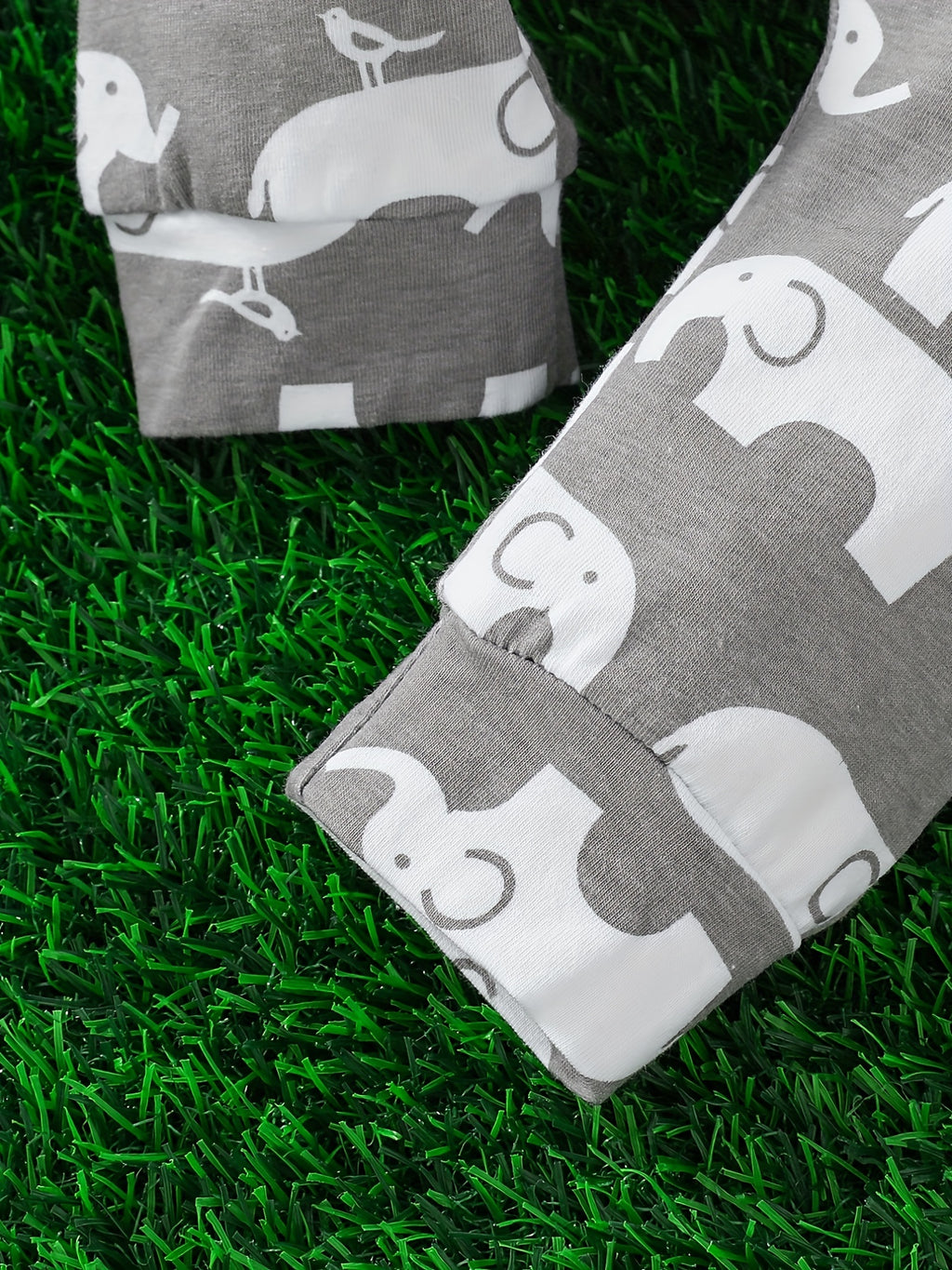 Baby Boys Cotton Bodysuit + Matching Pants + Hat With Elephant Print, Long Sleeve Romper Onesie Set Baby Clothes