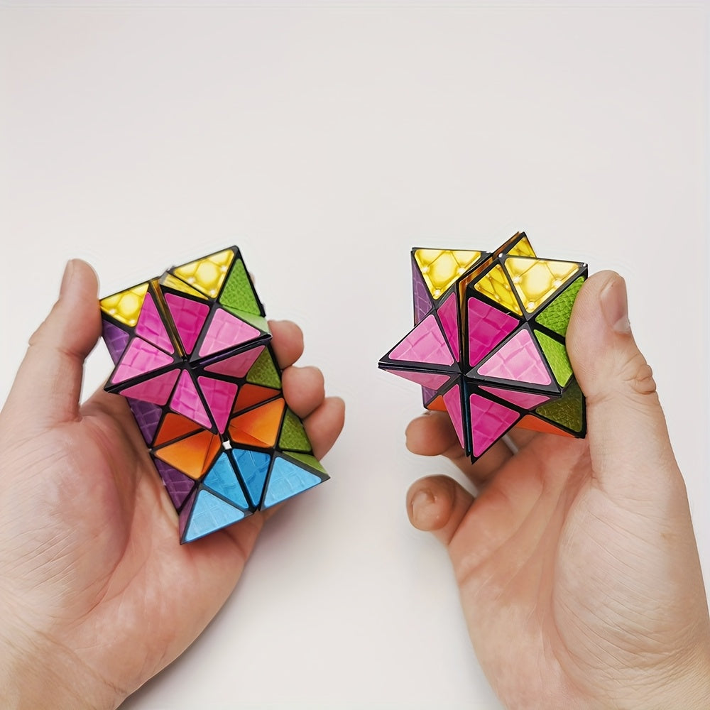[Magic Cube] 3D Hexagon Magic Cube | Infinity Puzzle for Youngsters, Space Geometry Flip Toy, Brain Boost & Relax, Mixed Colors, ABS Material
