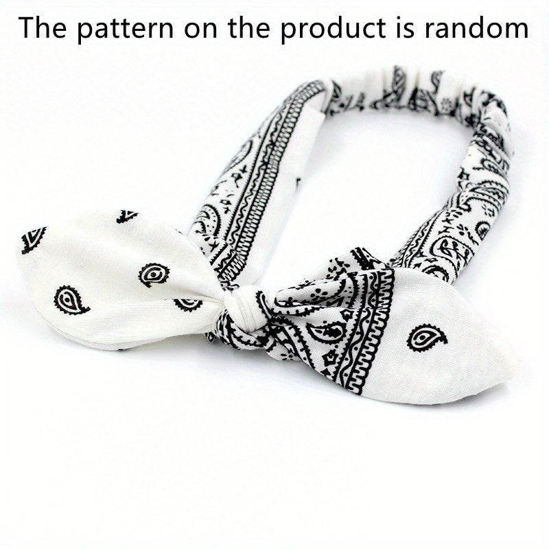 Paisley Print Boho Head Band Soft Headband Vintage Bowknot Elastic Hair Bands Hair Accessories
