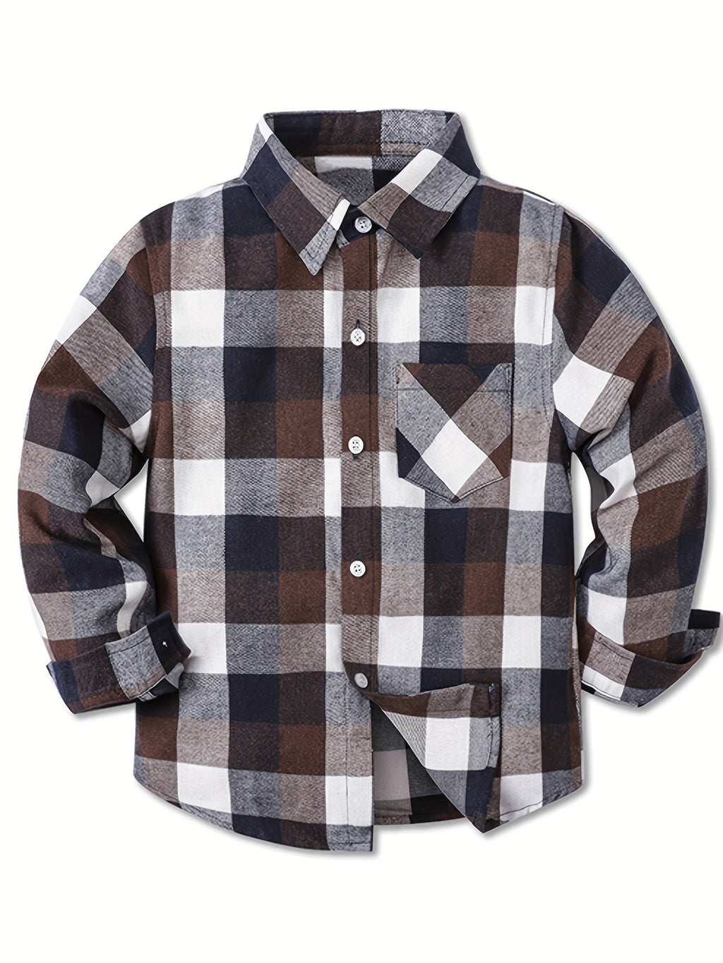Baby Boys Plaid Shirts Button Down Long Sleeve Blouse Tops Kids Clothes