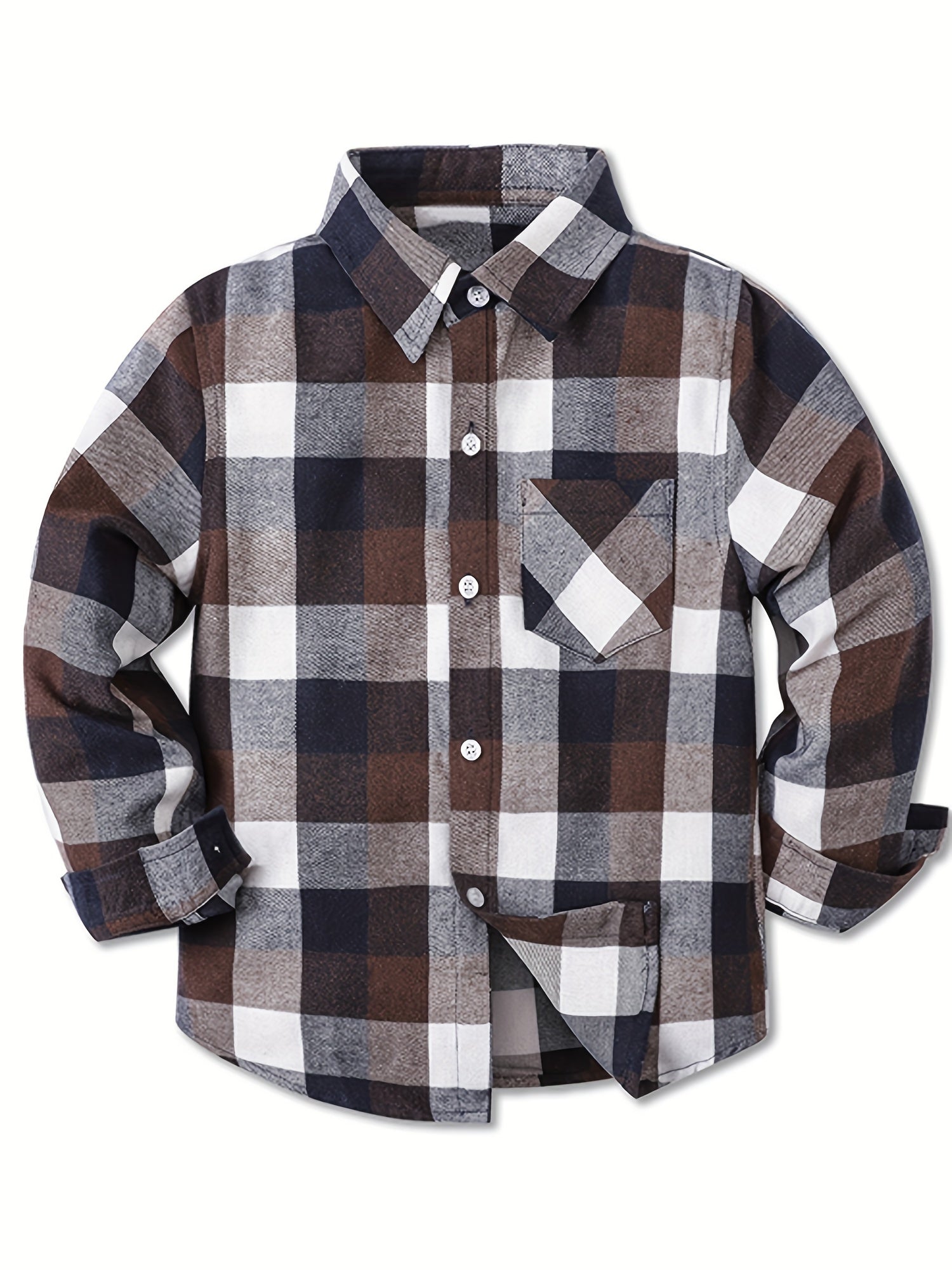 Baby Boys Plaid Shirts Button Down Long Sleeve Blouse Tops Kids Clothes