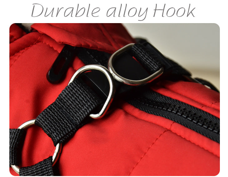 Warm Padded Dog Vest with Harness for Small and Medium Dogs - Red Coat for Extra Comfort and Security Christmas Gift