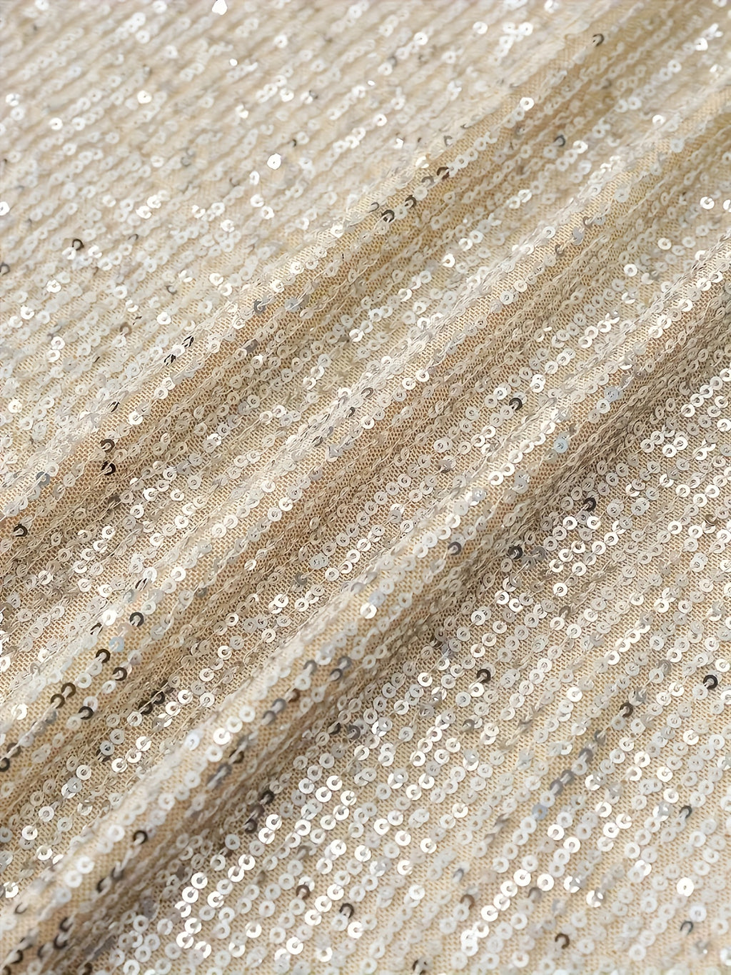 1pc Elegant Sequin V-Neck Dress for Women, Polyester Batwing Sleeve A-Line Short Dress, No Padding, Knitted Spring/Autumn Party Bridesmaid Gown