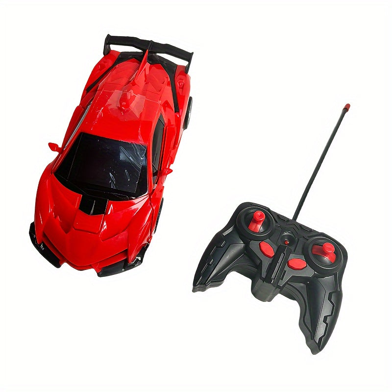 Transforming RC Robot Police Car Toy - One-Click Transformation, Remote Control, Durable Plastic, Novelty Gift for Youngsters - Red/Blue/Yellow