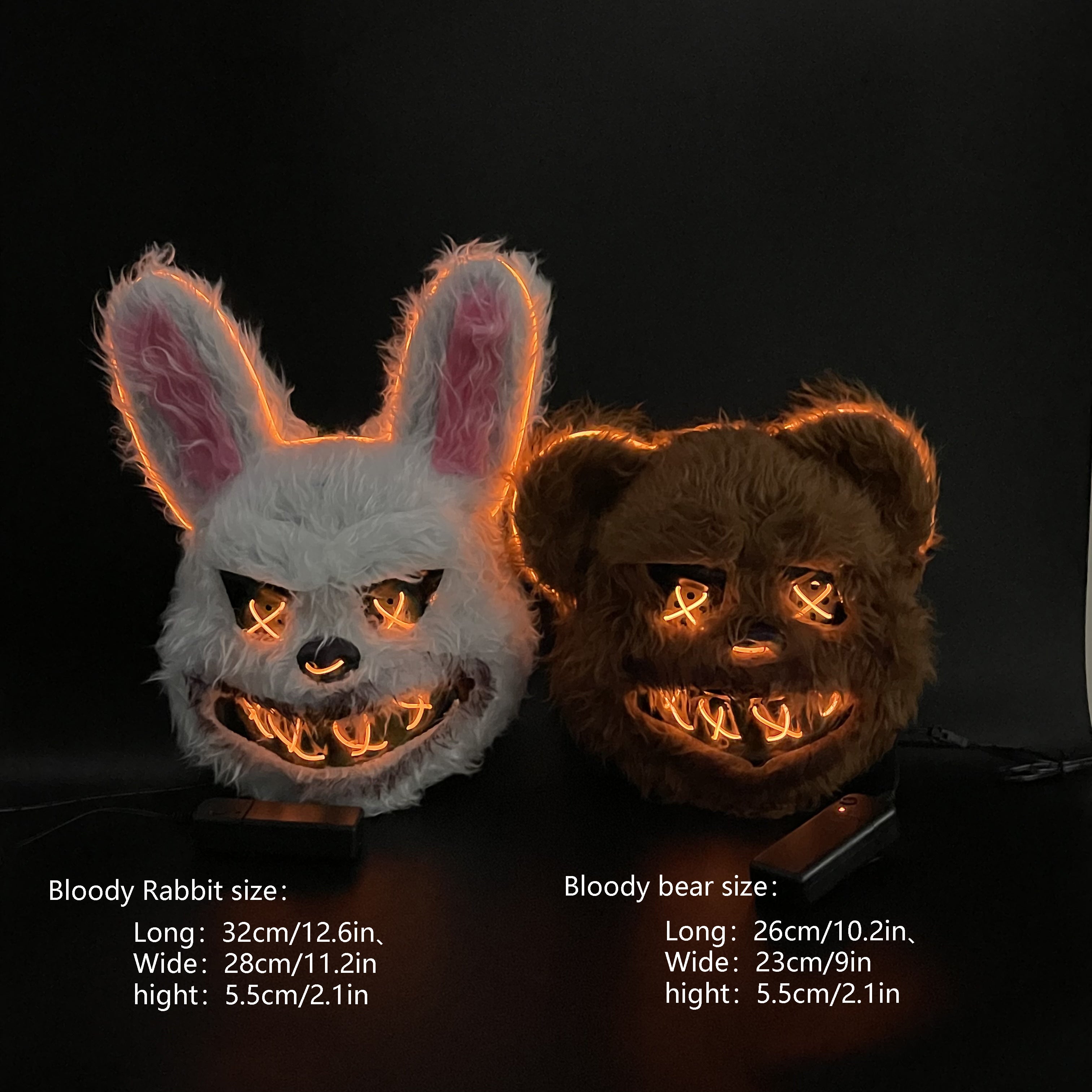 LED-Lit Blood-Dripping Bunny & Bear Horror Masks with Glowing Eyes - /- (/-Free) for s & - Realistic Halloween Costumes, Parties, Haunted Houses - Funky Scary Face Makeup