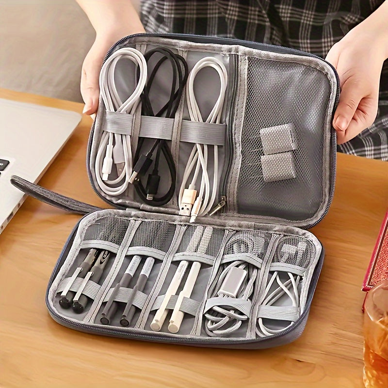 Large Capacity Electronics Organizer, Data Cable Power Storage Bag, Lightweight USB Charger Case & Travel Accessories