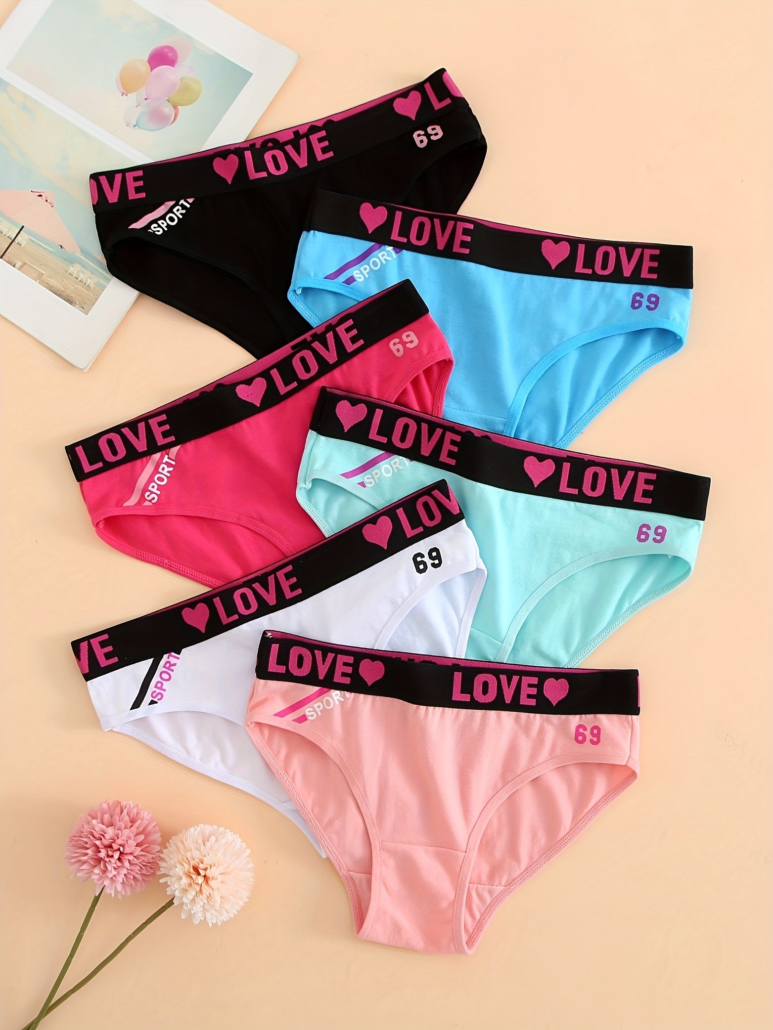 [6 Pack] Colorful Fabric Panties, Seamless Soft & Stretchy Bikini Briefs, Women's Lingerie & Underwear