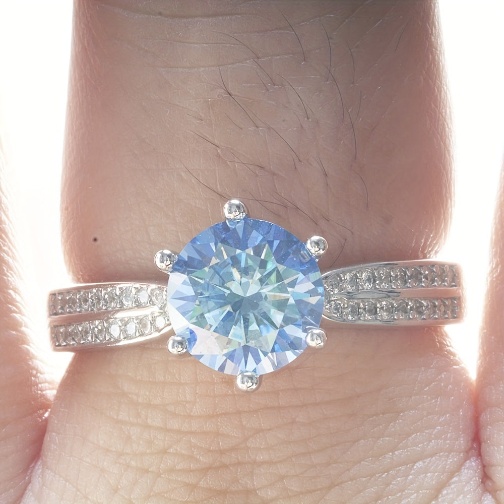 Original Tancise 925 Pure Silvery Ring with Moissanite Diamond and Certificate, Exquisite Jewelry for Women's Engagement Ring