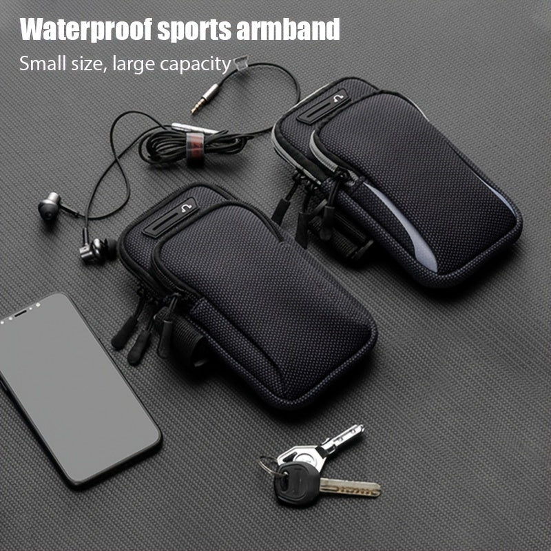 Ultra Slim Case Multi-Functional Universal Double Layer Zipper Sport Arm Case Phone Bag For Most Mobile Phones/earphones/small Charging Treasures/cosmetics/keys