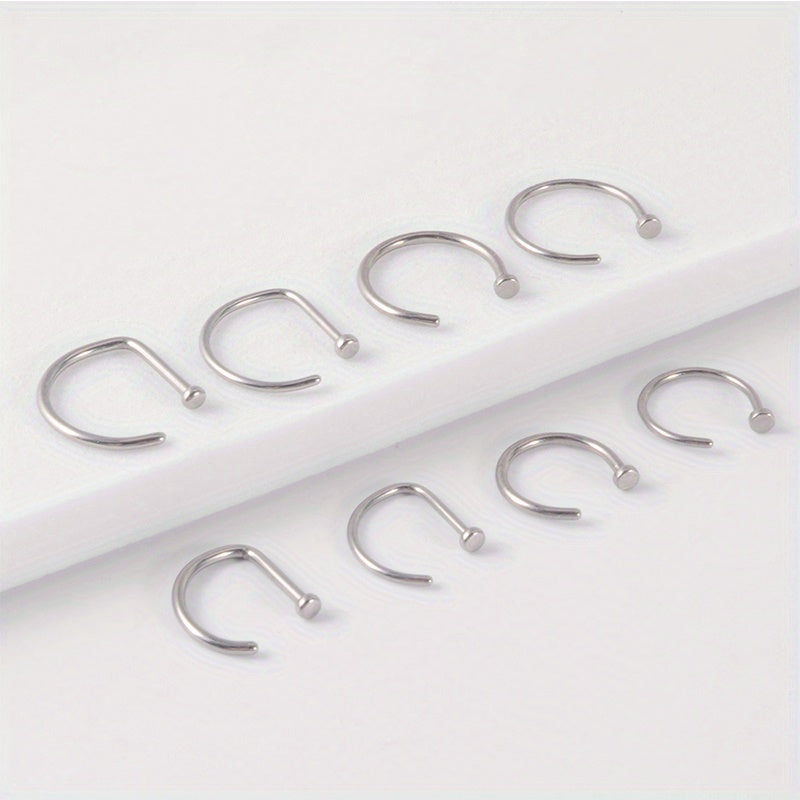 Trendy D-Shape Nose Clip - Fake Piercing Nose Ring for Women - Punk Style Body Jewelry with Comfortable Wear and Adjustable Design