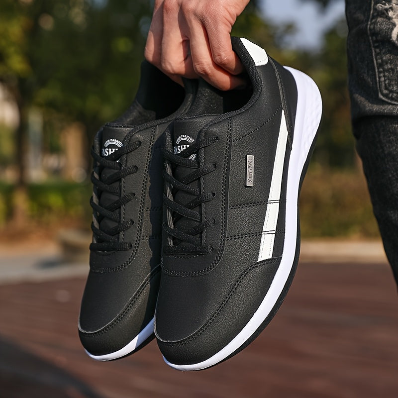 VanWeir Lightweight Men'S Shoes - Navy Blue & White, Stable Lace-Up Sneakers with MD/TPR Sole, Breathable Fabric Lining for Outdoor Sports, Hiking & Casual Wear