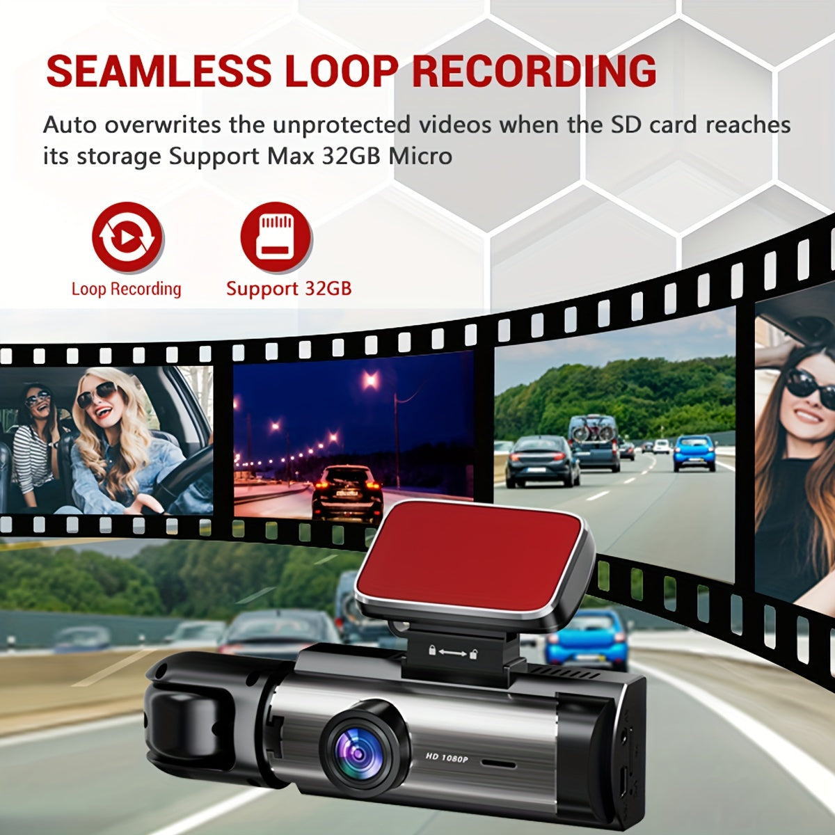 1080P Dual Camera Dash Cam For Cars With IR Night Vision, Loop Recording, And Wide Angle Lens, 8.03cm IPS Screen