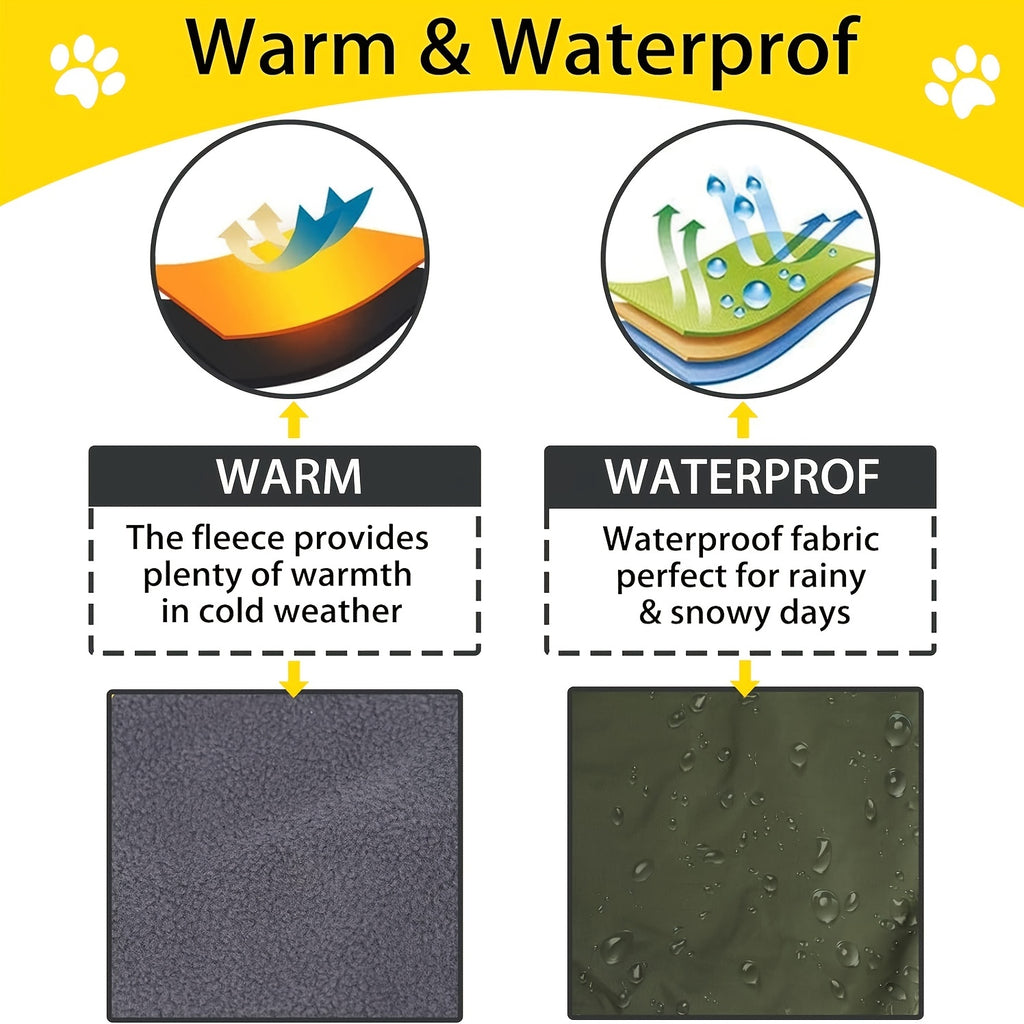 Double-Layer Winter Dog Jackets, Dog Coats For Large Dogs In Winter, Dog Raincoat - Waterproof Dog Clothes Christmas Gift