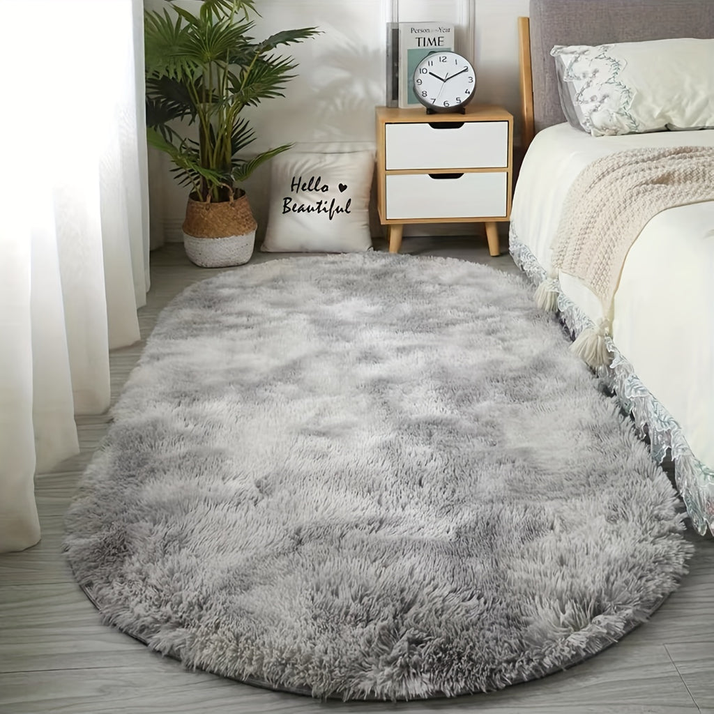 [Soft Polyester] Plush Oval Area Rug | Soft Polyester | Hand Washable | Bedroom and Living Room