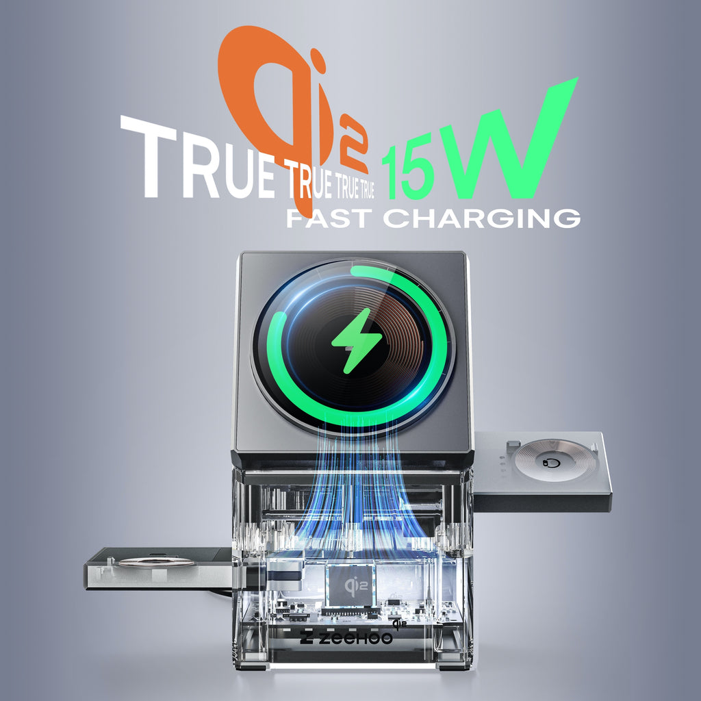 ZEEHOO CubeTrick-X 3-in-1 Magnetic Wireless Charging Station With 30W Charger, All-in-One Charger For IPhone 15 14 13 12, For Samsung S24/S24/S22/S21, For Pixel, For Apple Watch & Smart Watch, For AirPods & Earbuds, 15W Qi2 F