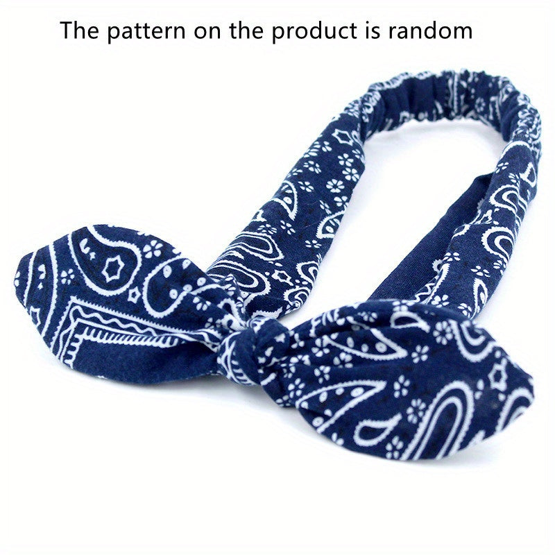 Paisley Print Boho Head Band Soft Headband Vintage Bowknot Elastic Hair Bands Hair Accessories