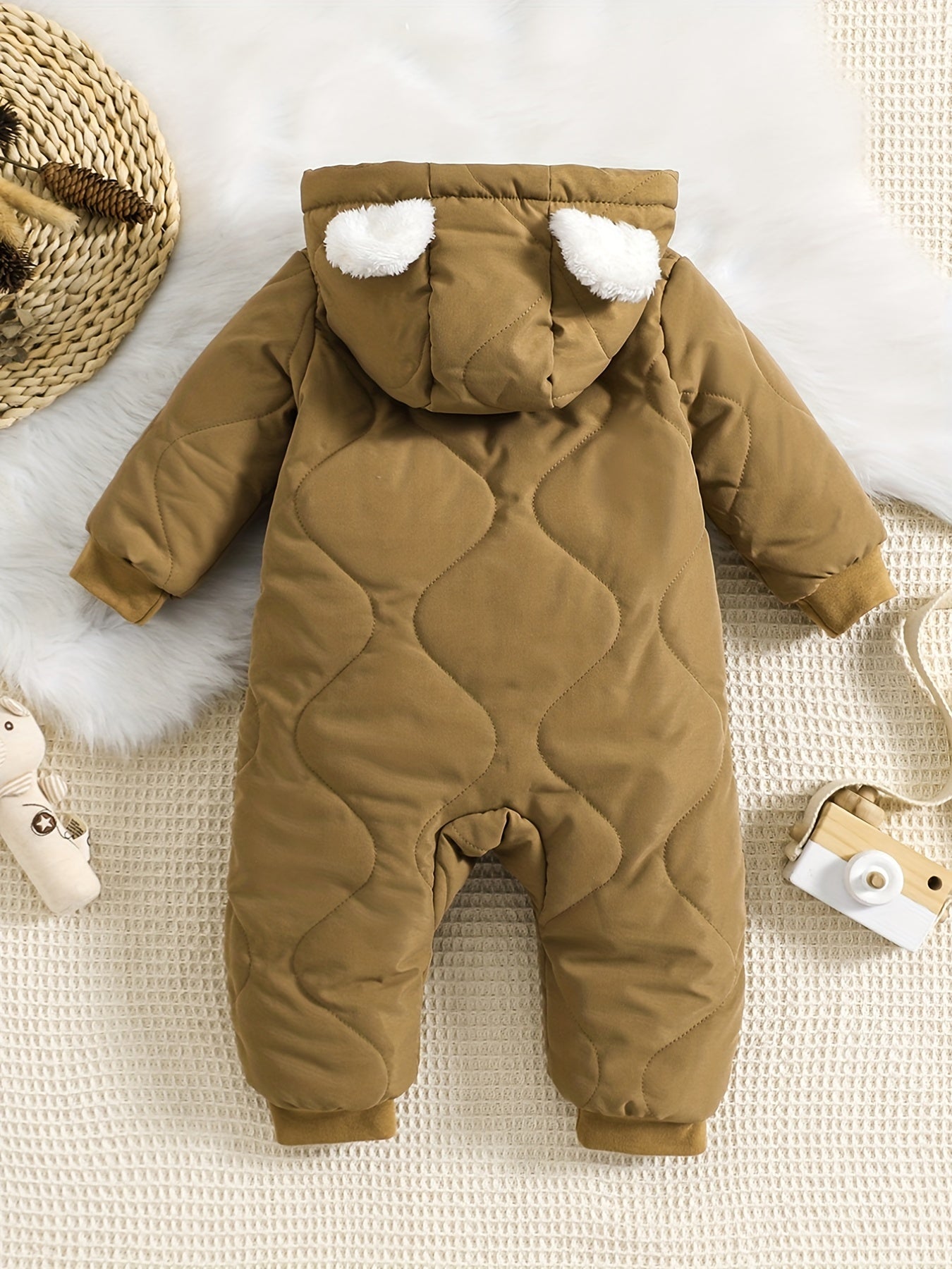 Baby Thickened Romper Autumn and Winter Outdoor Suit Newborn Set with Fleece Lining Zipper for 0-1 Year Old Youngsters' Clothes Christmas/Halloween/Thanksgiving Day, for Outdoor