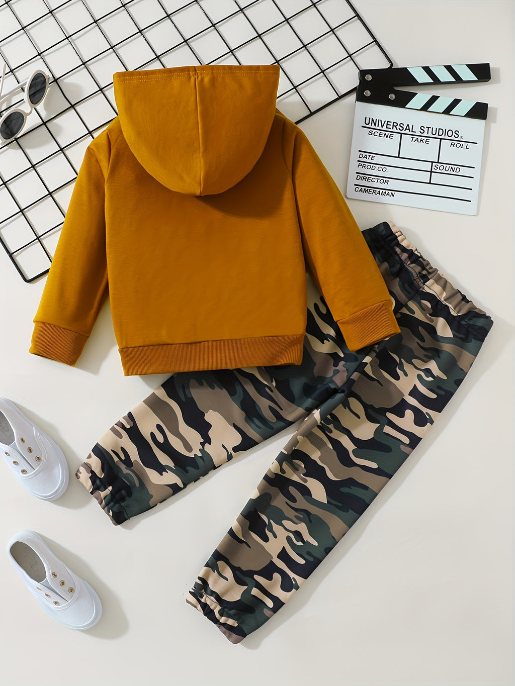 Boy's Casual Hoodie With Slogan + Camo Pants For Autumn & Winter Daily And Outdoor Wear