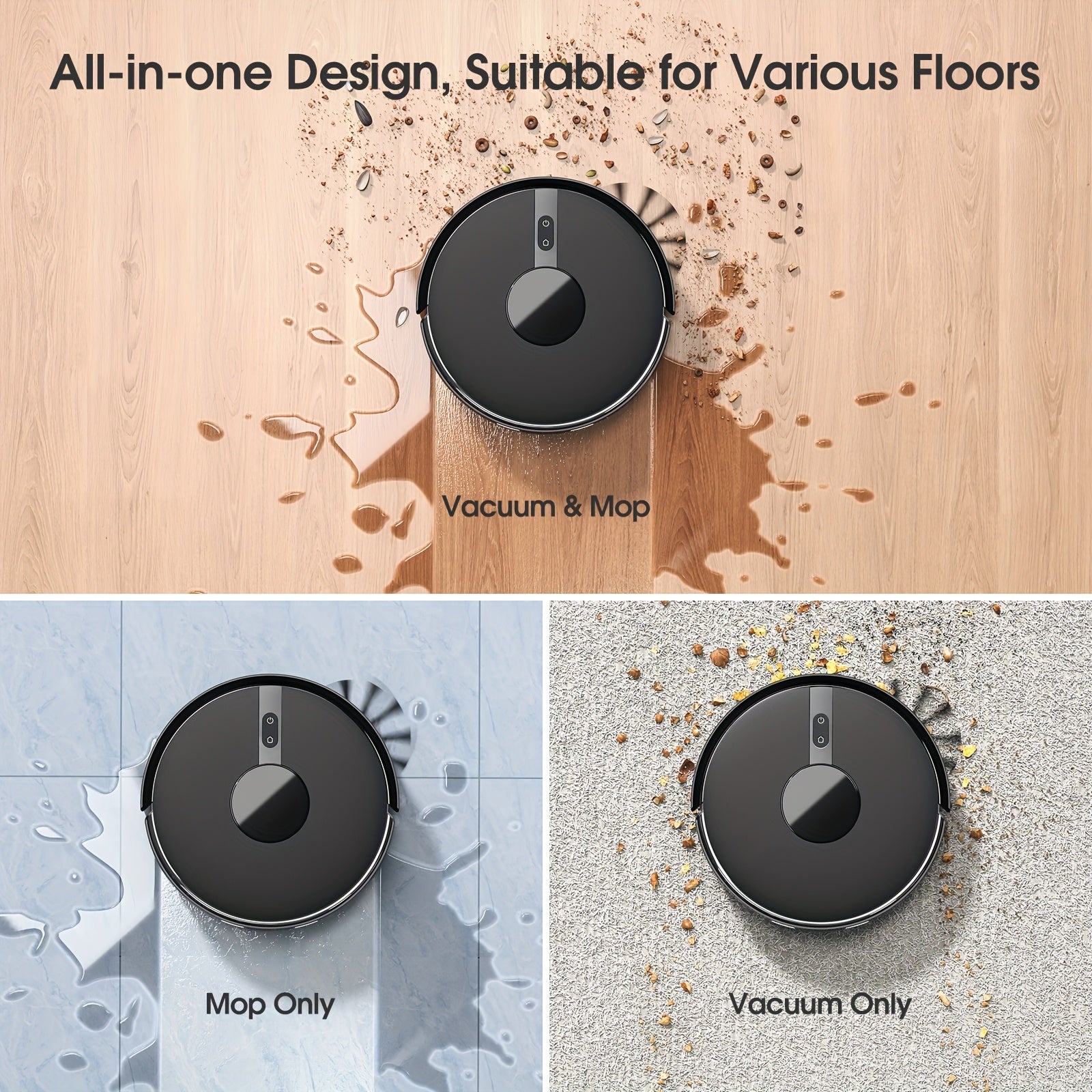 Lubluelu 6500Pa Robotic Vacuum, Robot Vacuum Cleaner And Mop Combo, 180Mins Max, 62dB, 34 No-Go Zones for Pet Hair Carpets Floor - B40/L15Ultra