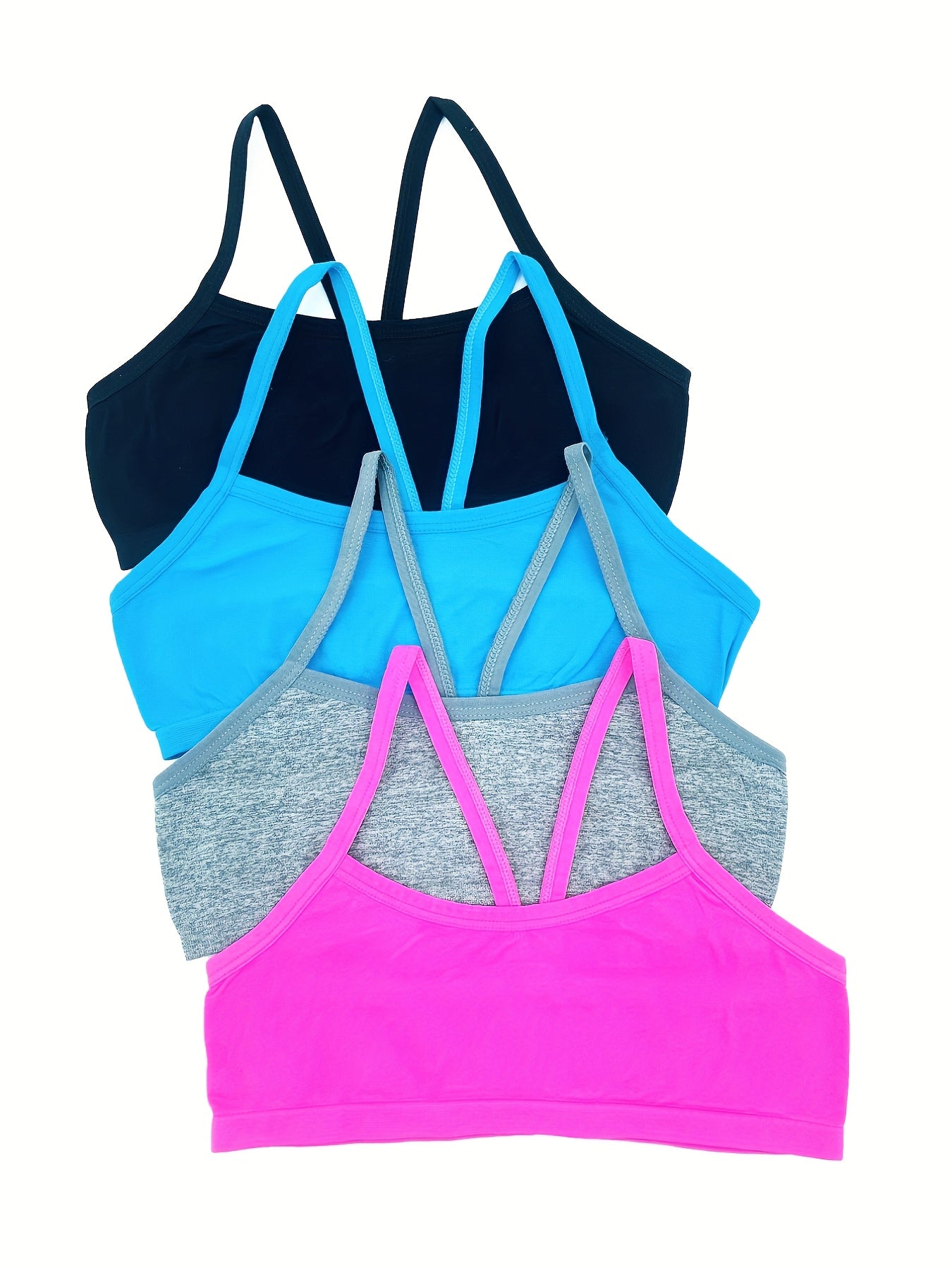 Holiday Style 4pcs Girls Training Bras Stretchy Sports Bralette Sleeveless Crops Tank Tops Underwears For 6-14 Years Old Kids