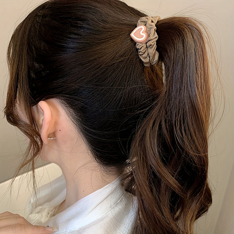 5/10/20pcs New Coffee Color Love Pendent Hair Tie, Girl Cute Bowknot Hair Tie Elastic Rubber Hair Bands Hair Accessories for Women, Ideal choice for Gifts