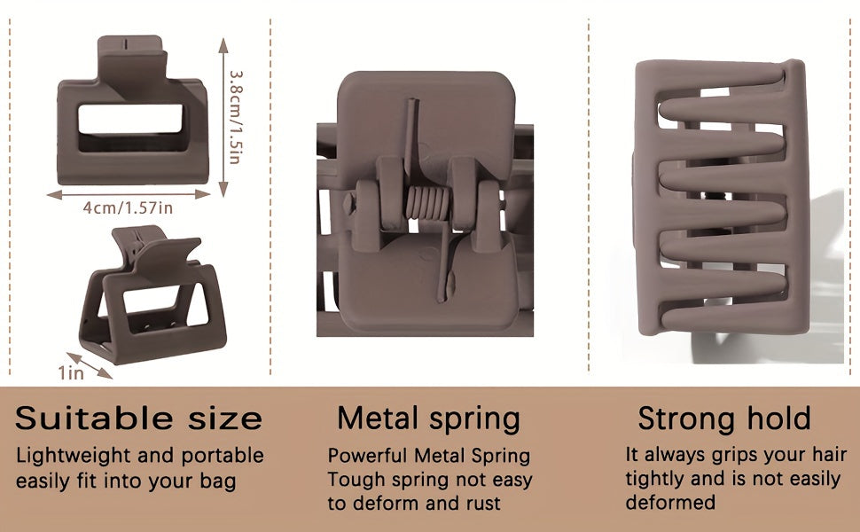 4pcs/8pcs Medium Claw Hair Clips for Women, Matte 1.6 Inch Rectangle Double Row Teeth Hair Claw Clips for Thin/Medium Fine Hair, Non Slip Jaw Clips, Formal Hairstyles, Wedding Hair Clips, Matte Finish, Smooth Grip, Durable Cl