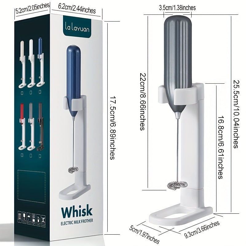 1pc, Lalayuan Powerful Electric Milk Frother, Mini Milk Foamer, Battery Operated (Not Included) Stainless Steel Drink Mixer, Handheld Electric Whisk For Coffee, Latte, Cappuccino, Chocolate, Matcha