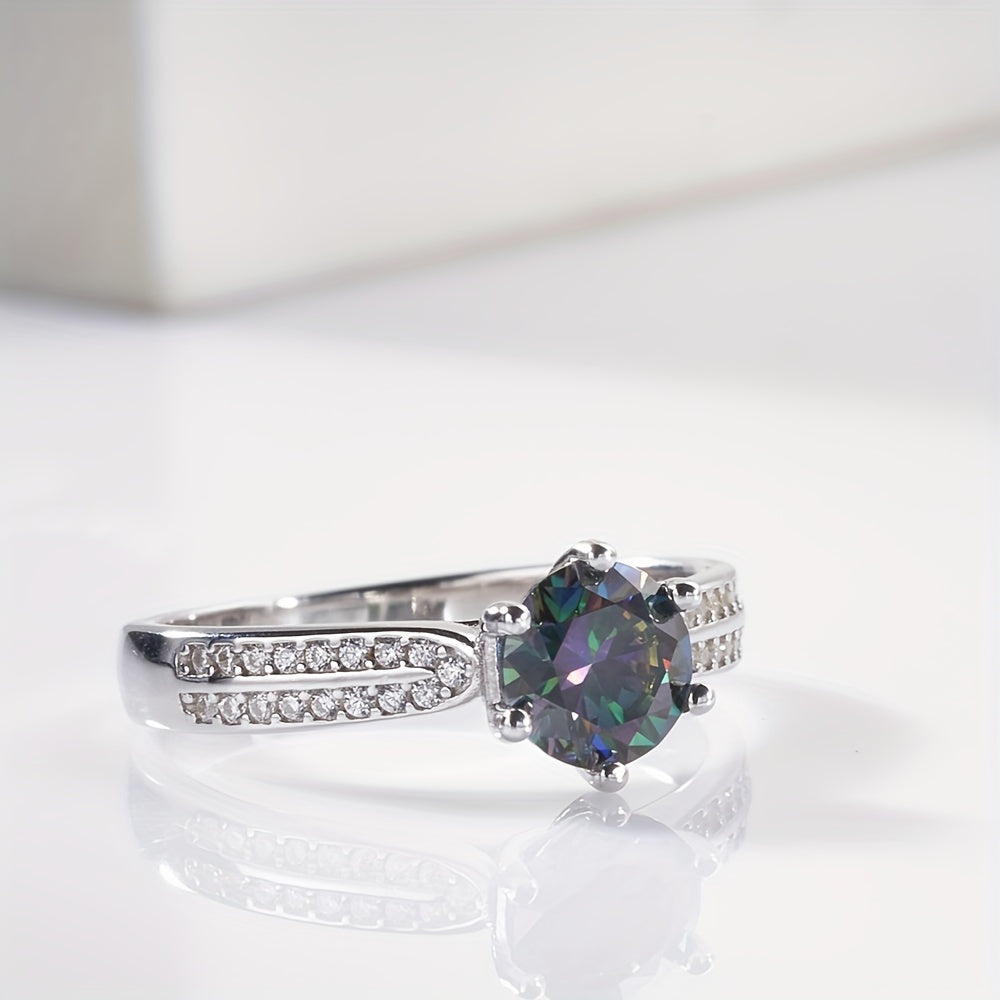 Original Tancise 925 Pure Silvery Ring with Moissanite Diamond and Certificate, Exquisite Jewelry for Women's Engagement Ring