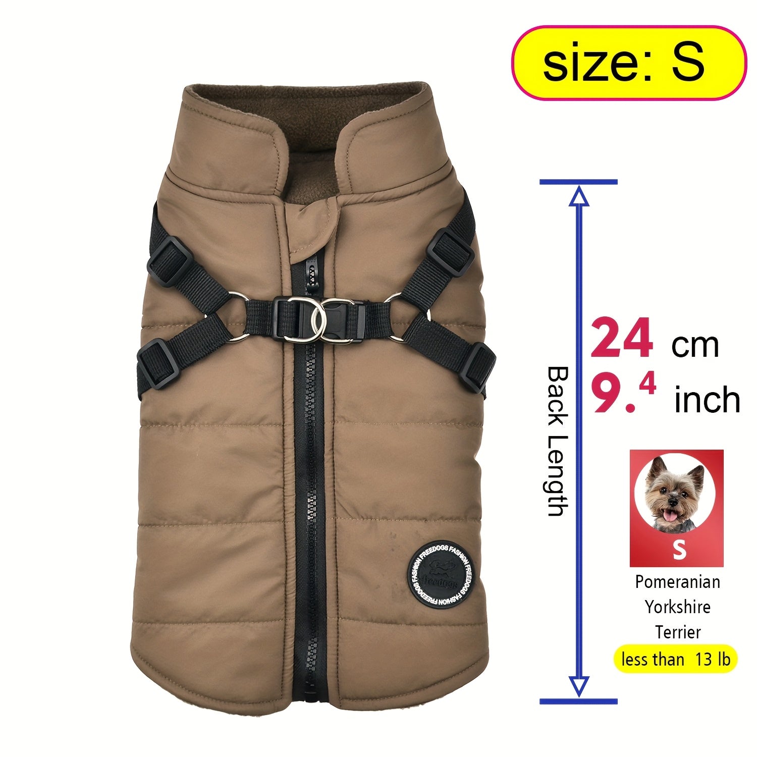Warm Padded Dog Vest with Harness for Small and Medium Dogs - Red Coat for Extra Comfort and Security Christmas Gift