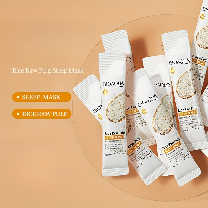 Rice Sleeping Mask for Hydration And Moisture, Firms And Nourishes Facial Skin, No Rinse Needed, Easy to Apply, Suitable for Women'S Skincare, Freeze Mask, Travel-Friendly Packaging.