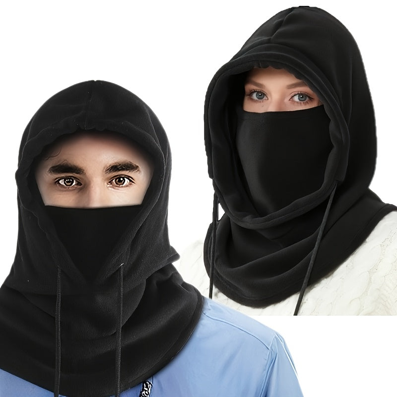 [Warm Balaclava] Warm & Comfortable Balaclava | Soft Solid Color Winter Outdoor Face Mask Neck Cover - Windproof for Motorcycle Cycling, Skiing, Cold-Proof Thick Polyester (Black, Pink, Khaki)