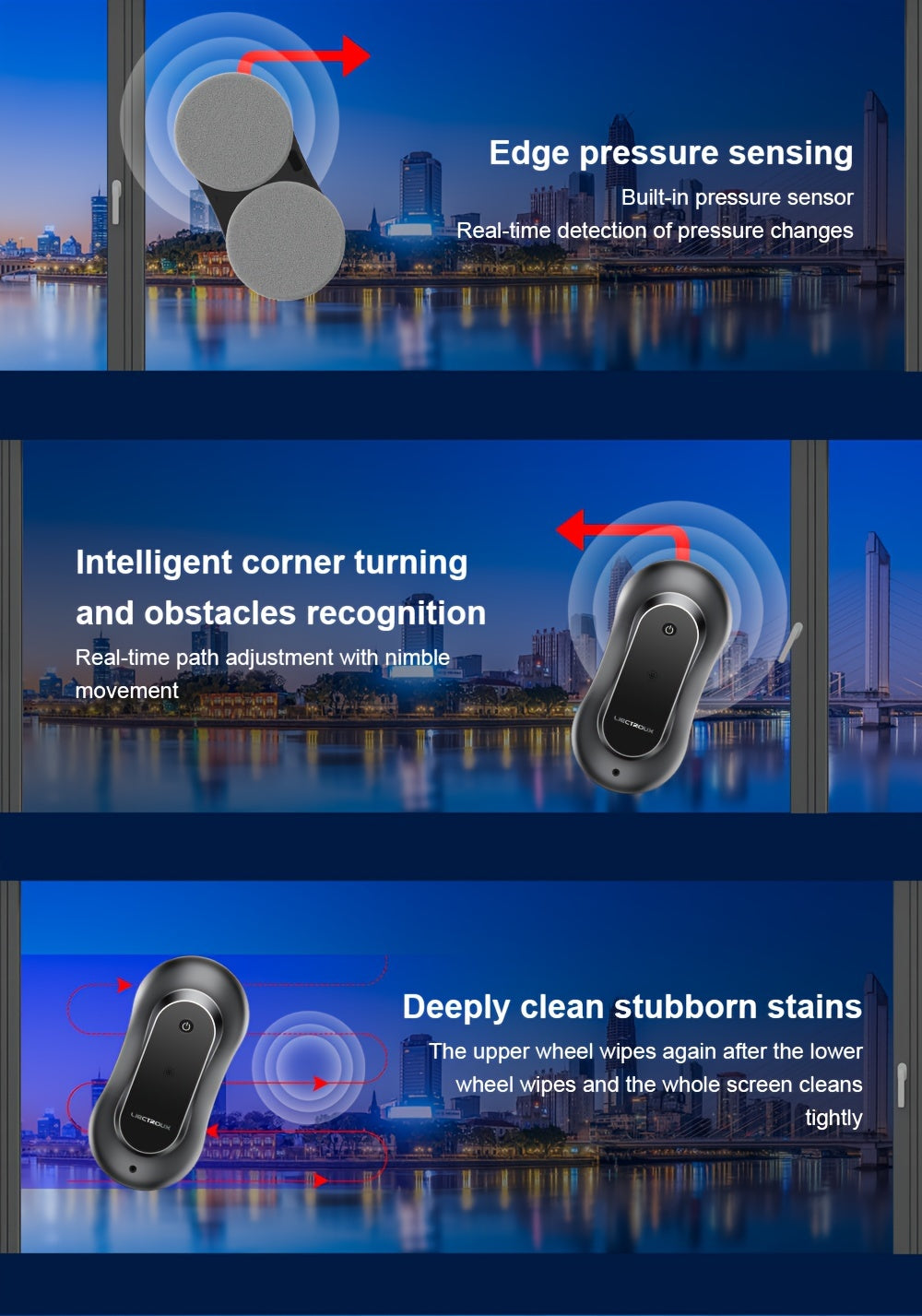 Robot Window Cleaner Liectroux YW810, 2-Way Water Spray, Ultra-thin, Robot Vacuum Cleaner For Windows, Home Electric Glass Washer & Wiper, Dry & Wet Mopping, AI Route, Brushless Motor, APP & Remote Control, Quadruple Security