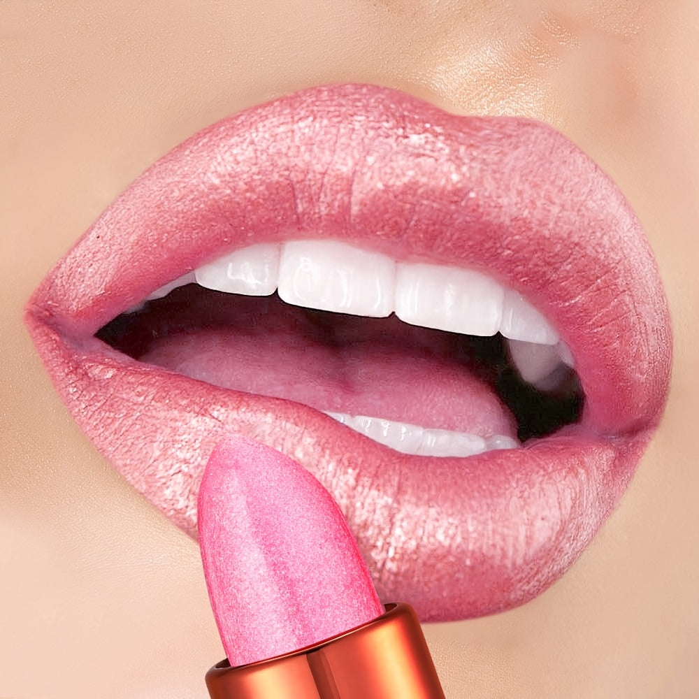 [Rose Lipstick] Long-Lasting Rose Smoke Powder Lipstick | Glossy Velvet Texture, Waterproof & Anti-Fouling, Shimmering Pink Shade | Perfect for Valentine's Day Gifts & Casual Attire