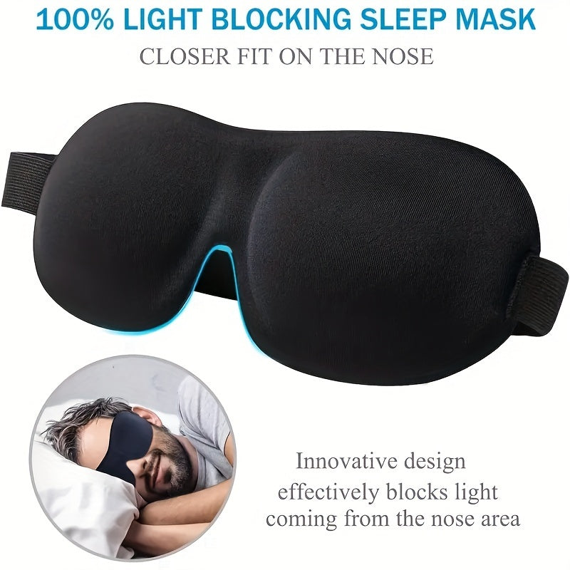 Sleep Pure Black 3D Three-dimensional Light Blocking Eye Mask 1pc, 3pcs, 5pcs, 10pcs
