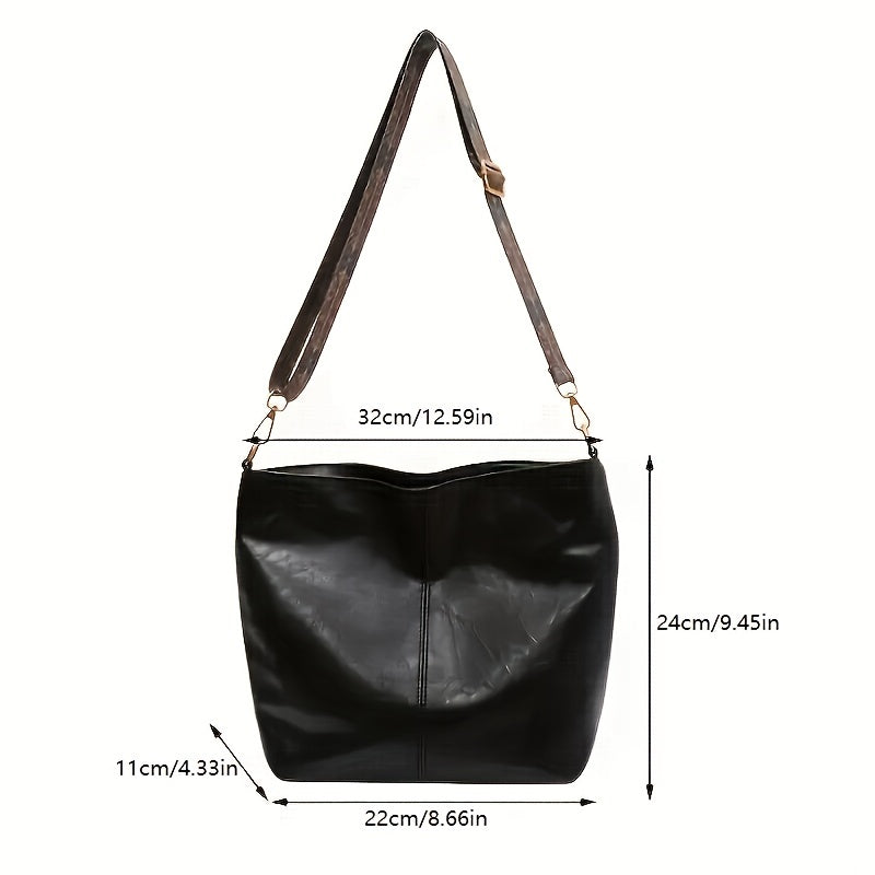 [Retro Bag] Large Retro Geometric Strap Bag | Wide Crossbody Bag, Fashion Shoulder Bag