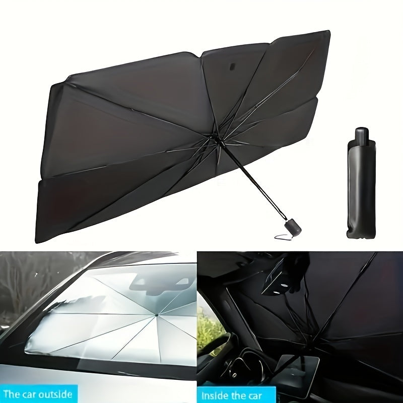 Car Sunshade Front Windshield Sunscreen Heat Insulation Sunshade Blocking Plate Blackout Curtain Gear Car Interior Windshield Small Car Cover Umbrella