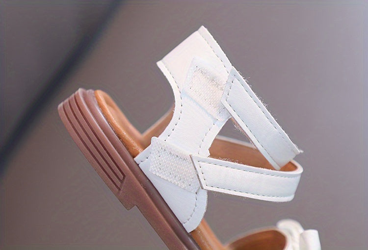 Girls' First Walkers Baby Sandals with Closure - Soft TPR Sole & PU Upper, Non-Slip Beach Shoes for, Star & Princess Patterns, Open-Toe Summer Footwear for New Walkers (Pink/White) - Easy On/Off Girl Footwear