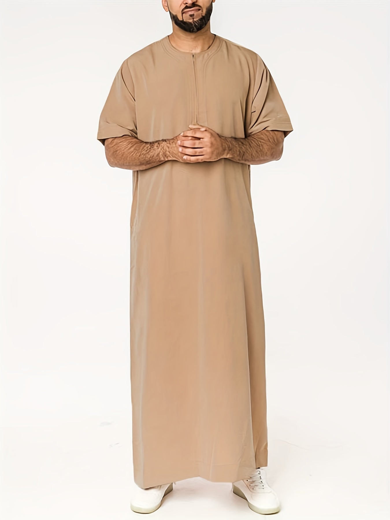 Plus Size Men's Solid Color Robe for Cultural Activities In Arabic, INCERUN