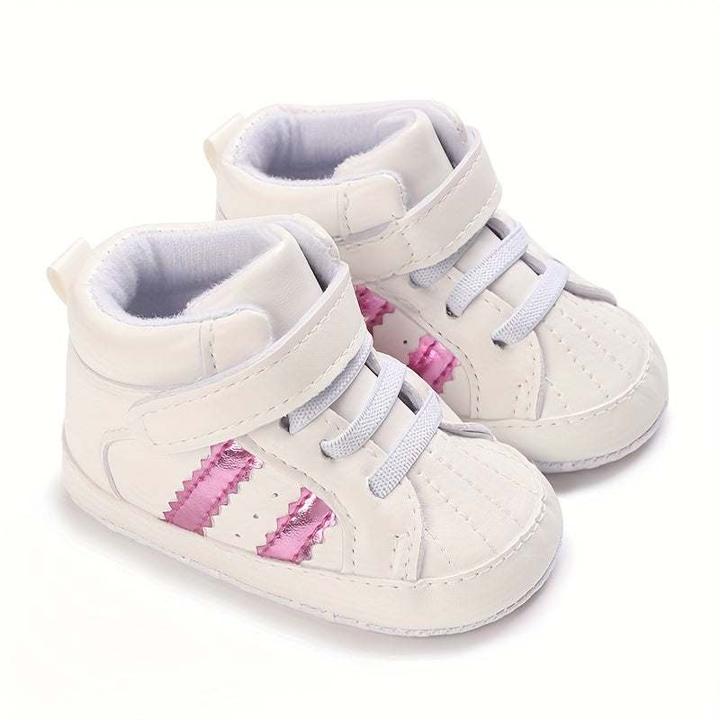 Infant & Newborn Boys' & Girls' Soft Sole Anti-Slip Sneakers - Breathable with Black Striped Design, Adjustable Buckle Closure, All-Season Casual Shoes for Toddlers, Baby Shoes, Toddler Footwear, Stylish Toddler Footwear, Com