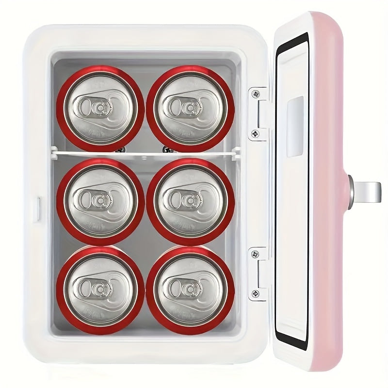 [Portable Mini Fridge] Compact Mini Fridge | 4L/6 Can Portable Cooler & Warmer, Low Noise, 12V DC/110V AC - Dorm, Office, Bedroom, Travel, Camping, RV, Makeup, Spacesaving, Durable