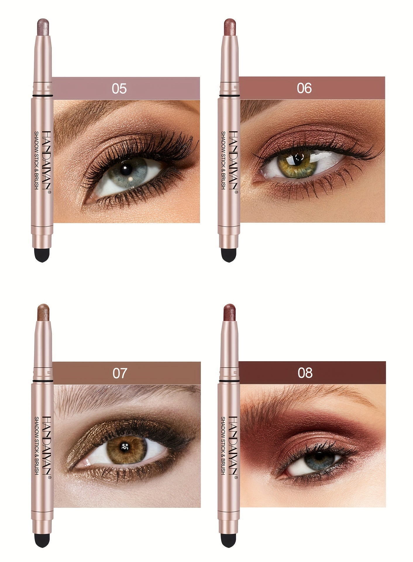 12 Pcs Highlighter Eyeshadow Pen, Matte Creamy Eyeshadow Stick Set With Sponge Brush, Shimmer Metallic Eyeshadow Pencil, Waterproof Long Lasting Eye Brightener Stick, Glitter Multi-Dimensional Eye Makeup For Music Festival