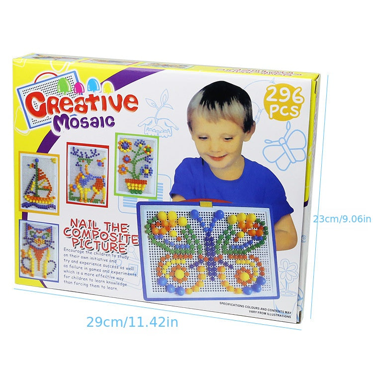 Diikamiiok 296pcs Plastic Mushroom Nail Building Blocks Puzzles Kids Educational Game Color Cognition Intellectual Educational Toys For Children Gifts Easter Gift Christmas, Halloween Gift