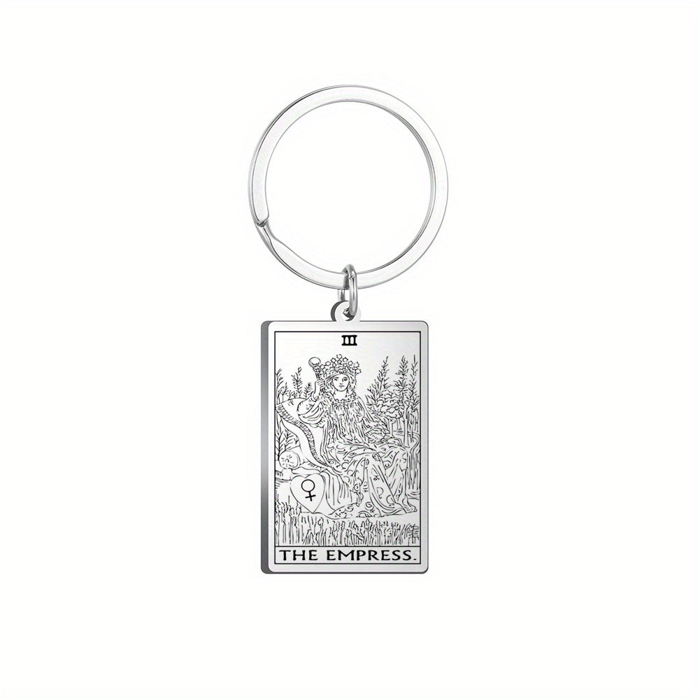 Vintage Stainless Steel Major Arcana Tarot Pendant Keychain - Powerful Divination Tool and Fashion Accessory