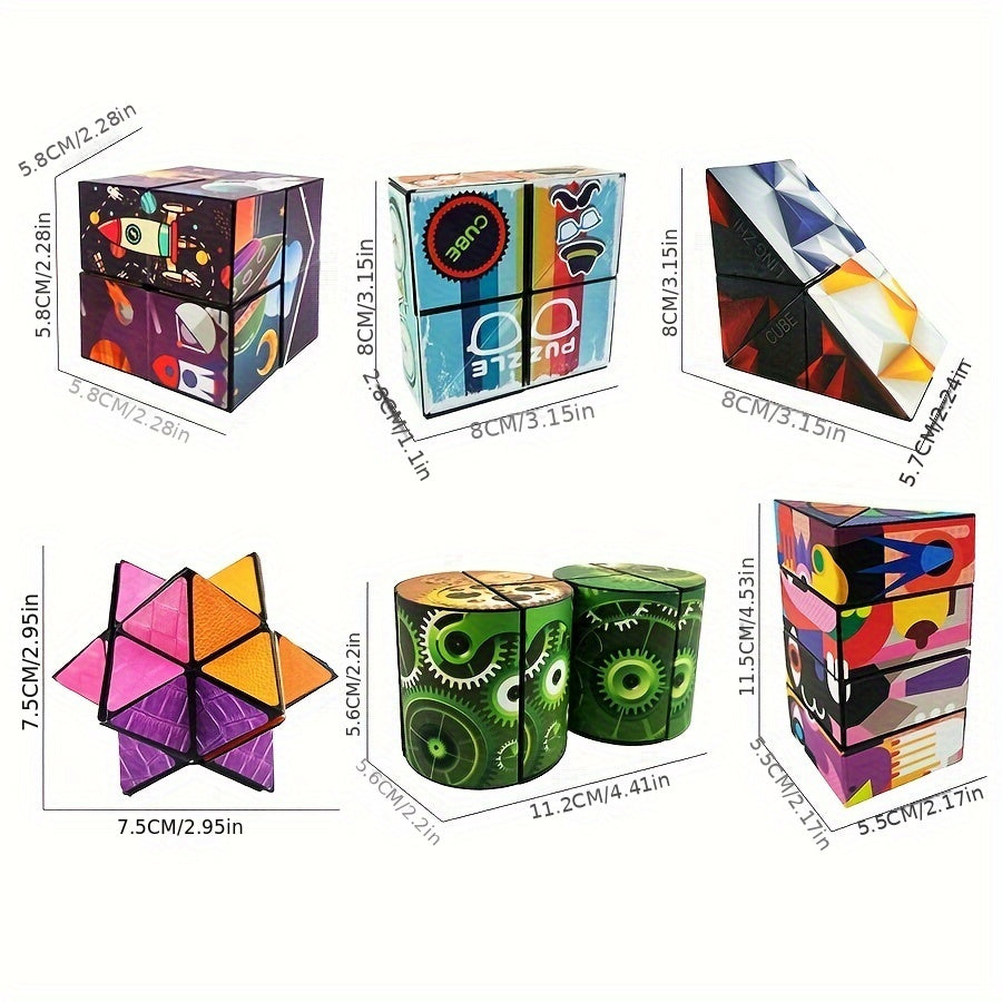 [Magic Cube] 3D Hexagon Magic Cube | Infinity Puzzle for Youngsters, Space Geometry Flip Toy, Brain Boost & Relax, Mixed Colors, ABS Material