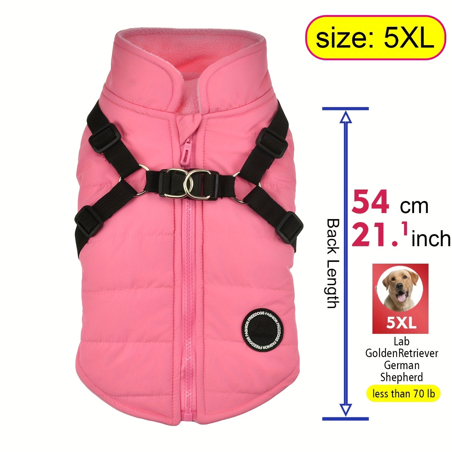 Warm Padded Dog Vest with Harness for Small and Medium Dogs - Red Coat for Extra Comfort and Security Christmas Gift