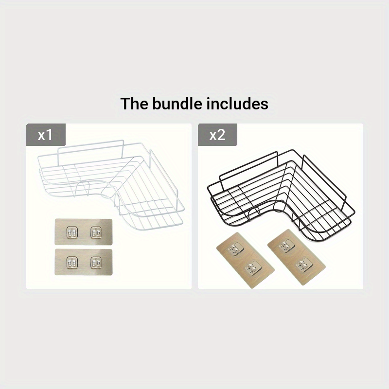 1pc Cast Iron Corner Shower Shelf - No-Drill Wall Mounted Bathroom Storage Rack, Black Wire Mesh Design for Easy Access & Organization, Perfect for Shampoo, Conditioner, and Soap, Bathroom Storage Solution | Modern Bathroom D