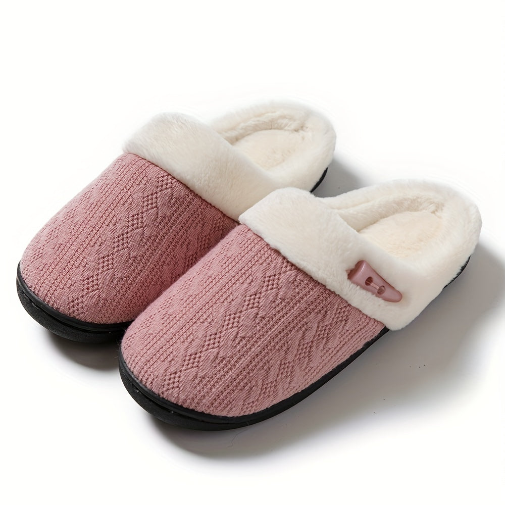 Women'S Plush Slippers - Winter Warm Soft Indoor/Outdoor House Shoes with Plush & TPR Sole, Soft Fabric Upper & Cushioned Insole - All-Season Cozy Slip-Ons in, Indoor Footwear, Minimalist Design, Comfortable Footwear, Stylish