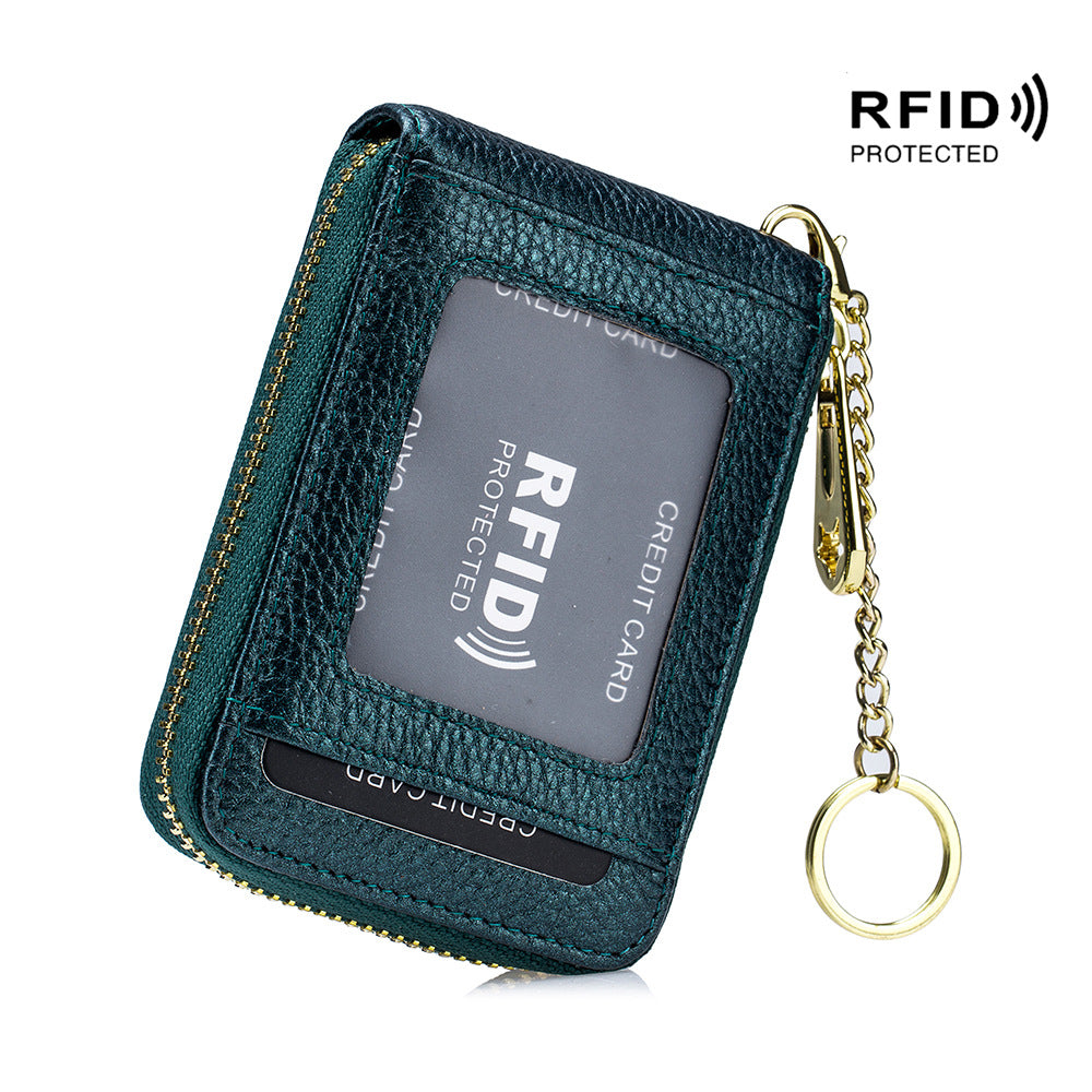 RFID Credit Card Holder, Casual Multi-compartment Wallet, Simple Zip Around Card Case