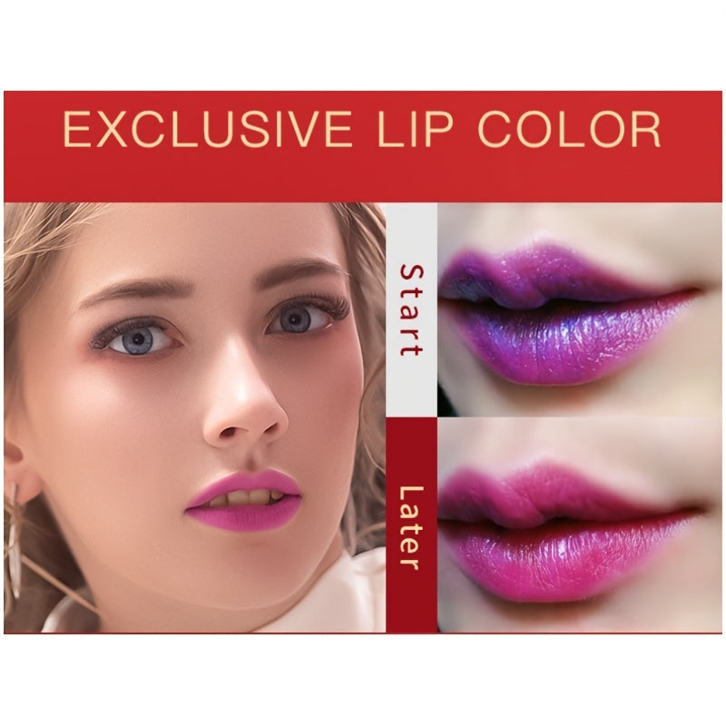 Rose Blue Body Temperature Color Changing Lipstick Non Fade Non-stick Cup Long Lasting Color Rendering Natural Lip Makeup Valentine's Day Gifts Contain Plant Squalane